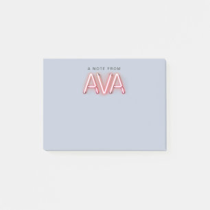 Ava name in glowing neon lights post-it notes