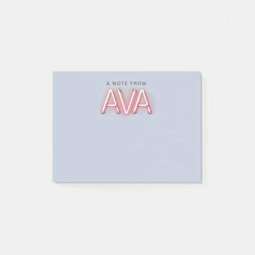 Ava name in glowing neon lights post_it notes