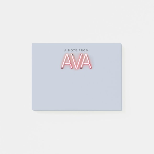 Ava name in glowing neon lights post-it notes (Front)