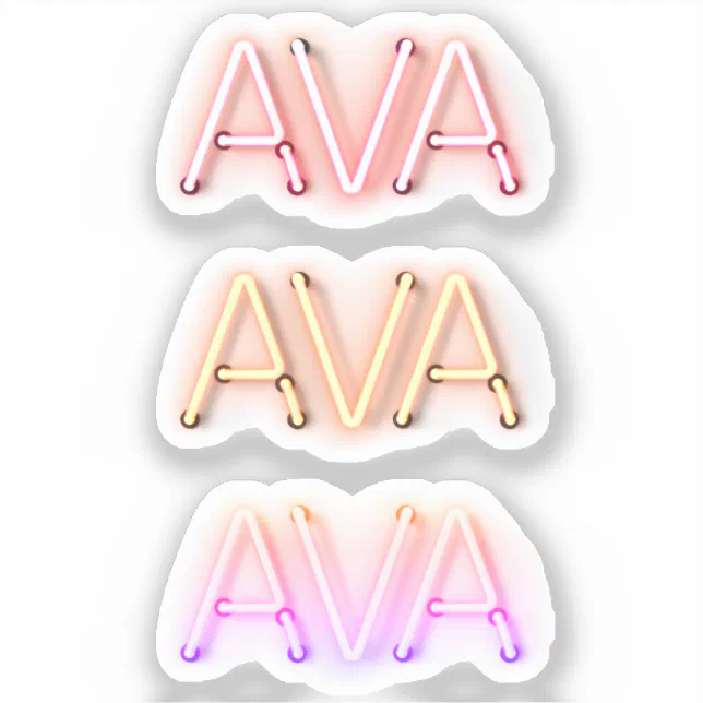 Ava name in glowing neon lights x3 sticker | Zazzle