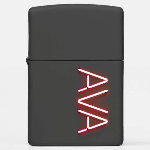 Ava name in glowing neon lights zippo lighter