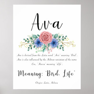 Ava Name Meaning Print