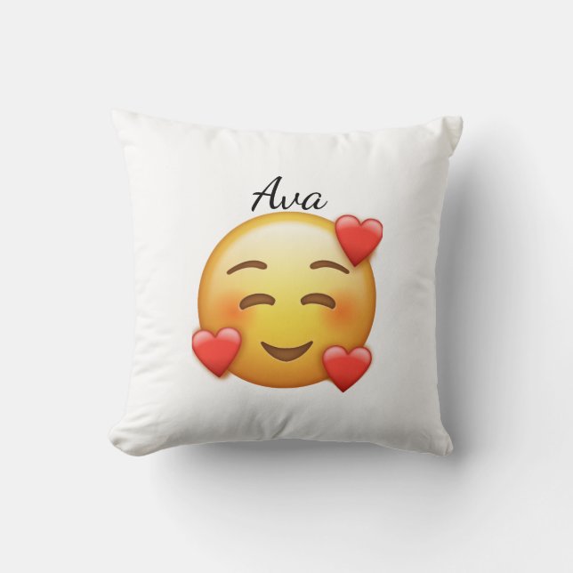 Ava Personalized  Heart–Emoji Throw Pillow (Front)
