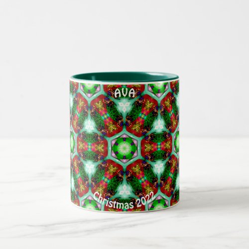 AVA  Personalized Shells for Christmas Fractal   Two_Tone Coffee Mug