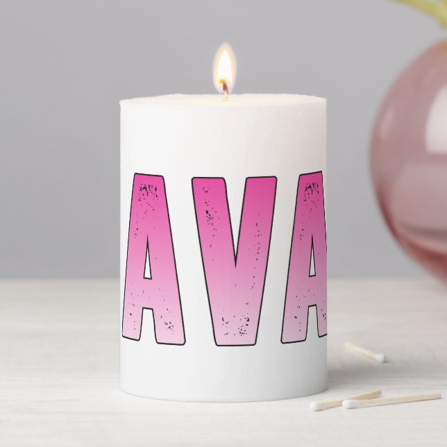 Ava pink name pillar candle (In Situ)