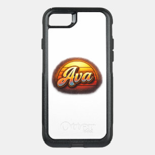 Ava Retro Sunset Personalized Name Design Vintage OtterBox Commuter iPhone SE/8/7 Case