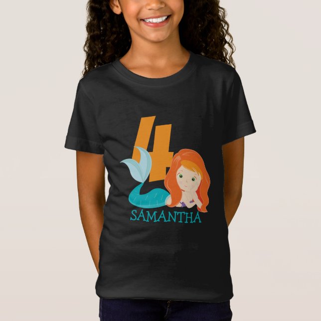 Ava – River Mermaid Goddess 4th birthday  T-Shirt (Front)