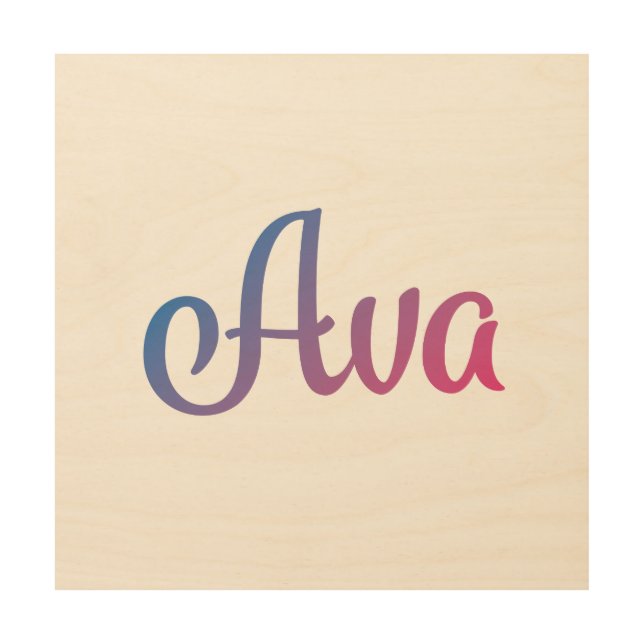 Ava Stylish Cursive Wood Wall Art (Front)