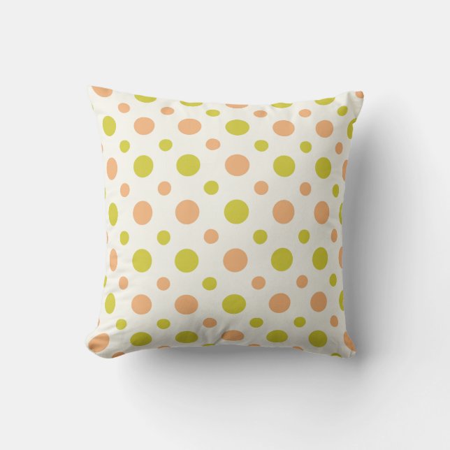 Avacado & Peach Polka Dot Retro Design Pillow (Front)
