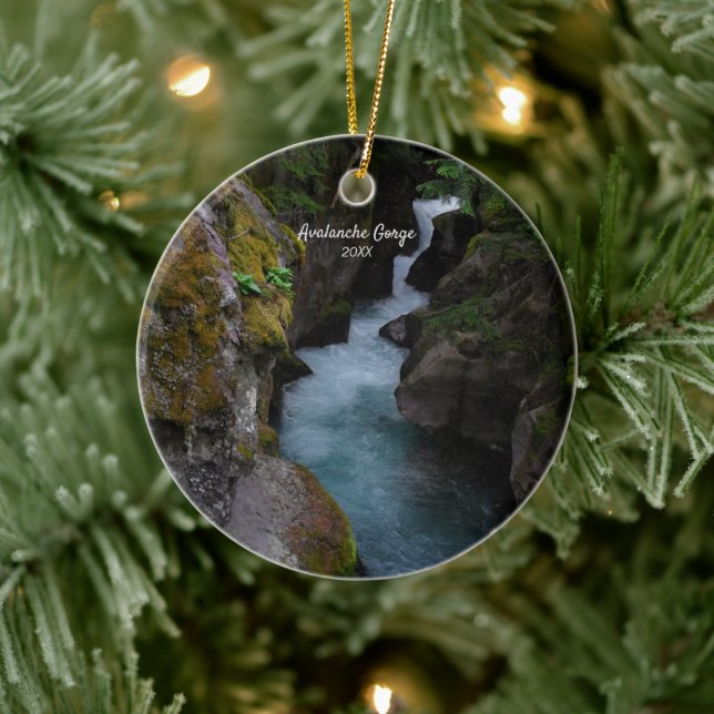 Avalanche Gorge Glacier National Park Photo Ceramic Ornament (Tree)