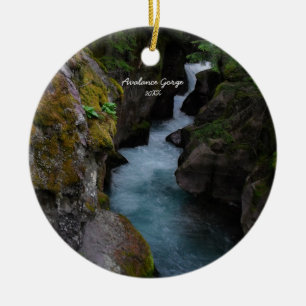 Avalanche Gorge Glacier National Park Photo Ceramic Ornament