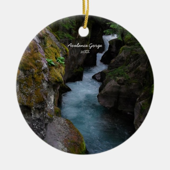 Avalanche Gorge Glacier National Park Photo Ceramic Ornament (Front)