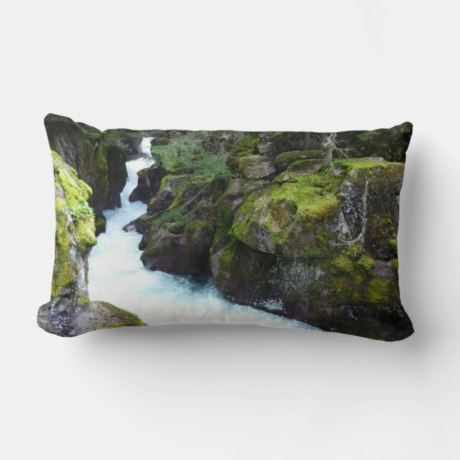 Avalanche Gorge I at Glacier National Park Lumbar Pillow (Front)