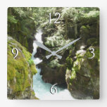 Avalanche Gorge II at Glacier National Park Square Wall Clock