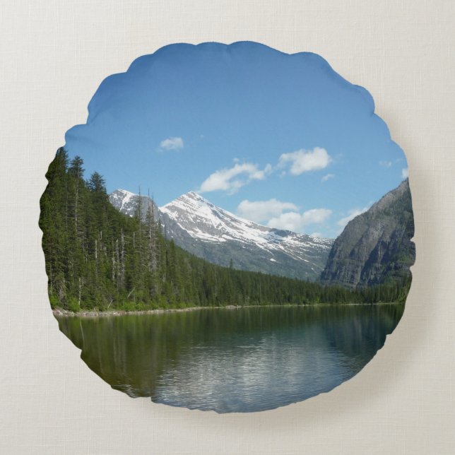Avalanche Lake I in Glacier National Park Round Pillow (Front)