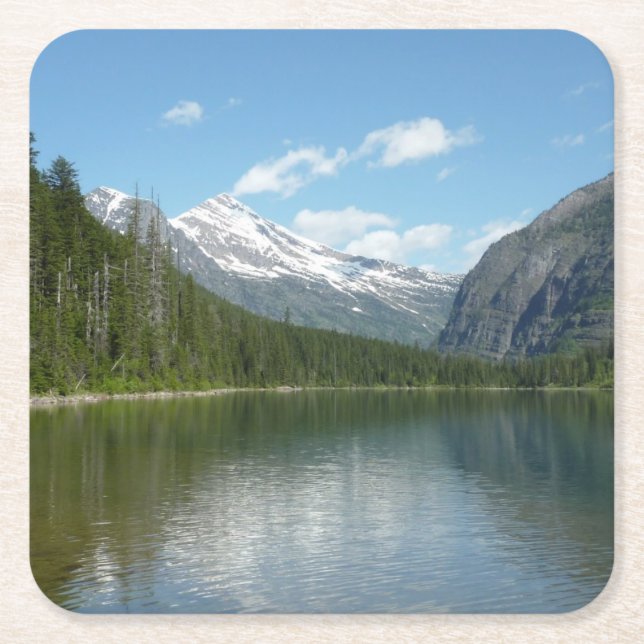 Avalanche Lake I in Glacier National Park Square Paper Coaster (Front)