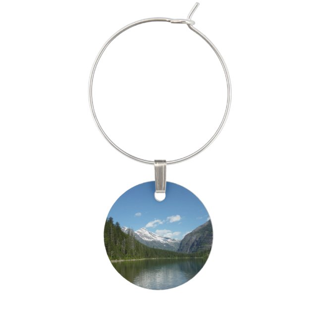 Avalanche Lake I in Glacier National Park Wine Glass Charm (Front)