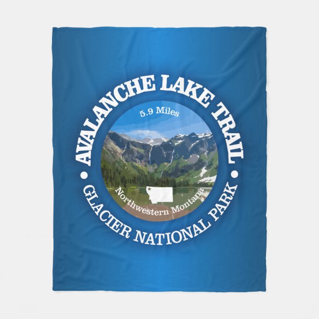 Avalanche Lake Trail (OBP) Fleece Blanket (Front)