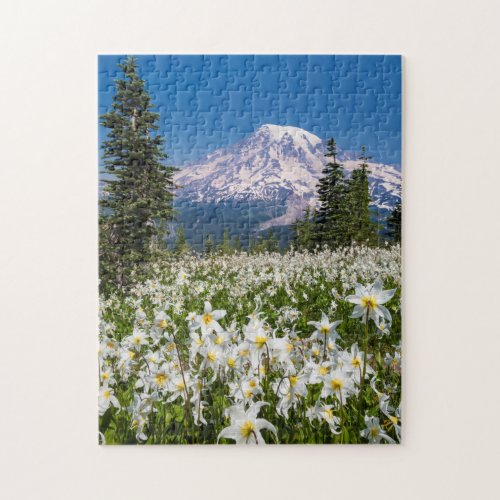 Avalanche lilies and Mount Rainier 2 Jigsaw Puzzle