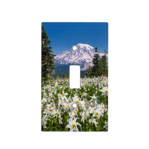 Avalanche lilies and Mount Rainier 2 Light Switch Cover