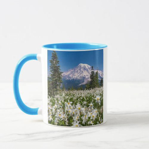 Avalanche lilies and Mount Rainier 2 Mug