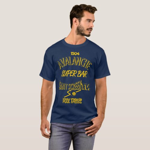 Avalanche Super Bar Marquette _ Gold on Blue T_Shirt