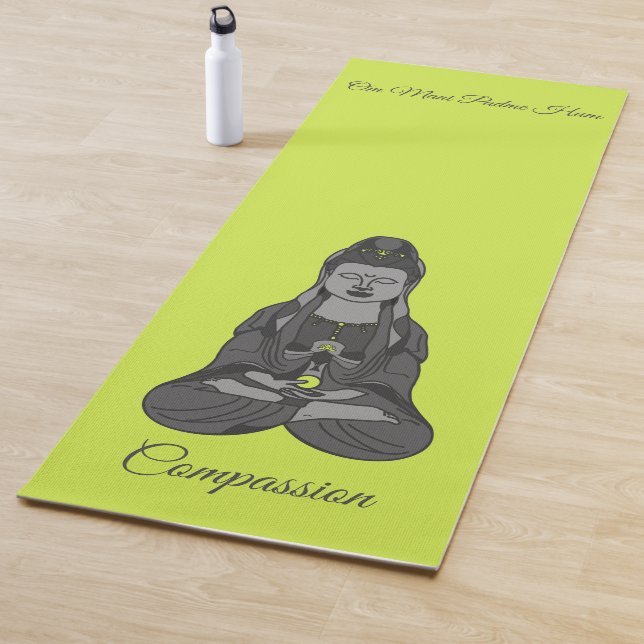 Avalokiteshvara Kuan Yin Buddhist Drawing Mantra Yoga Mat (In Situ)