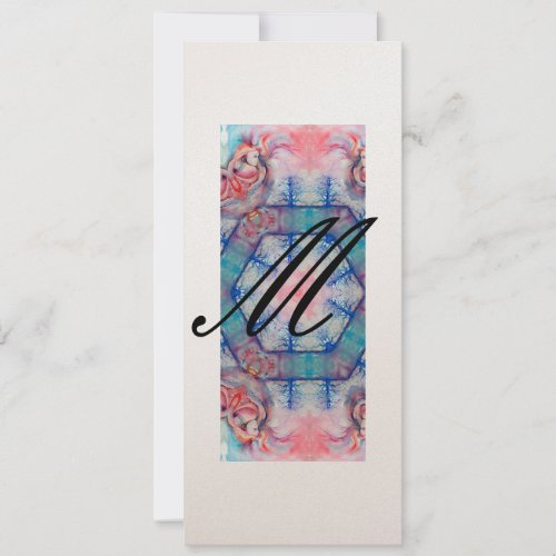 AVALON Abstract Monogram Soft Pink Blue Champagne Invitation