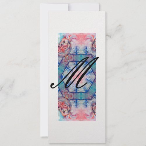 AVALON Abstract Monogram Soft Pink Blue Ice White Invitation