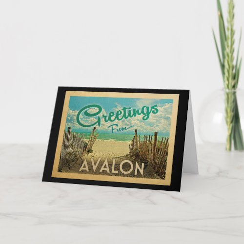 Avalon Beach Vintage Travel Card