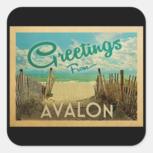 Avalon Beach Vintage Travel Square Sticker