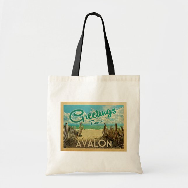 Avalon Beach Vintage Travel Tote Bag (Front)