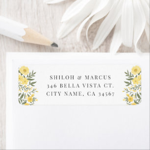 Avalon Butter Yellow Wildflowers Return Address Label