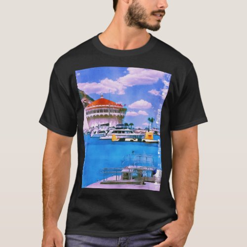 Avalon Ca Catalina Island Casino and boats T_Shirt