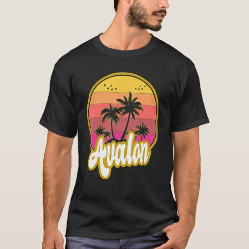 Avalon California Beach Retro Sunset T_Shirt
