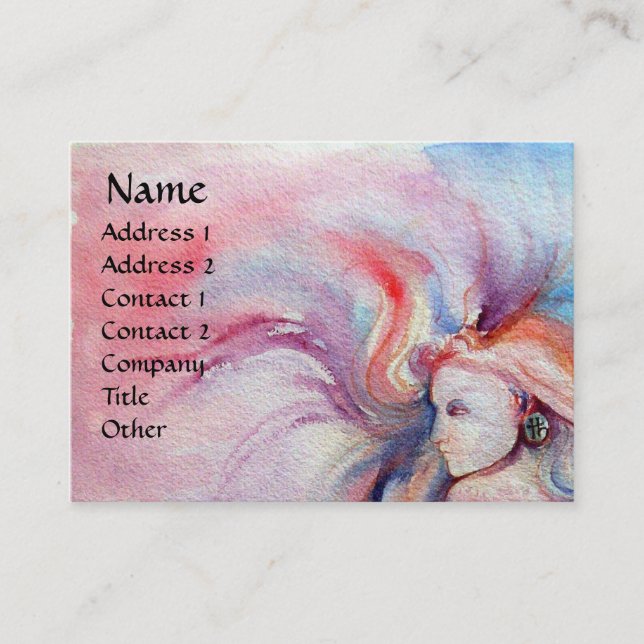 AVALON / Magic and Mystery Pink Blue Fantasy Business Card (Front)