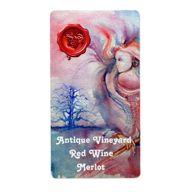 AVALON Magic Mystery,Pink Blue Red Wax Seal Wine Label (Front)