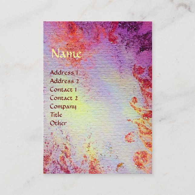 AVALON Magic & Mystery Pink Purple Floral Sparkles Business Card (Front)