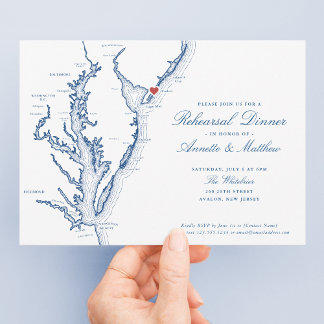 Avalon NJ Elegant Wedding Rehearsal Dinner Invitation