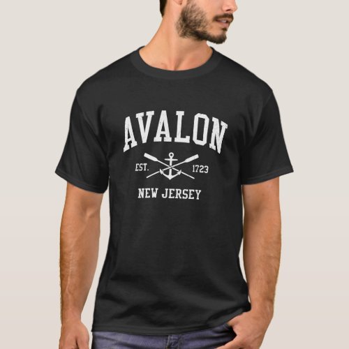 Avalon NJ Vintage Crossed Oars  Anchor T_Shirt