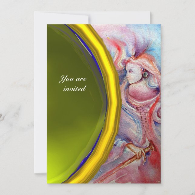 AVALON Pink Blue  Yellow Gemstone Fantasy Invitation (Front)