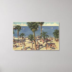 Avalon View of Beach w/ Sunbathers Canvas Print