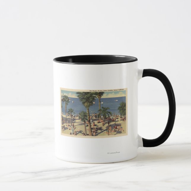 Avalon View of Beach w/ Sunbathers Mug (Right)