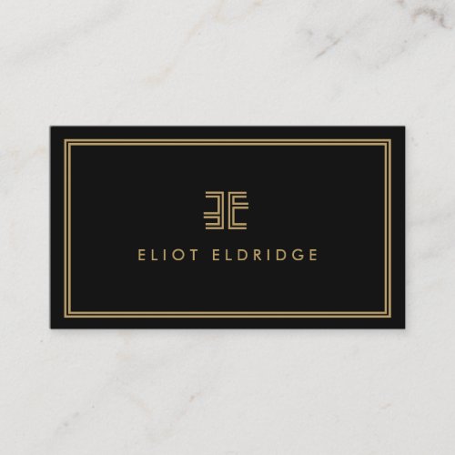 AVANT GARDE ART DECO LOGO with YOUR INITIALS BLACK Business Card Templates