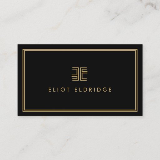 Customizable AVANT GARDE ART DECO LOGO with YOUR INITIALS BLACK Business Card Templates