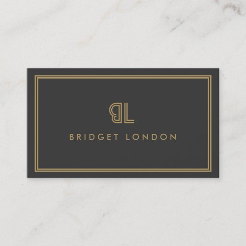 AVANT GARDE ART DECO LOGO with YOUR INITIALS GRAY Business Card
