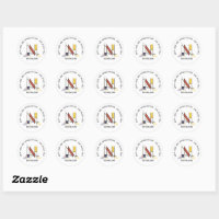 INITIAL N CAPITAL COLORFUL LETTER STICKER