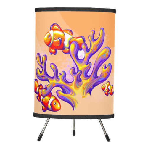 Avant_Garde Clown Fish  Coral Duvet Cover Tripod Lamp