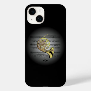Avant Garde French Horn on Globe with Sheet Music Case-Mate iPhone 14 Case