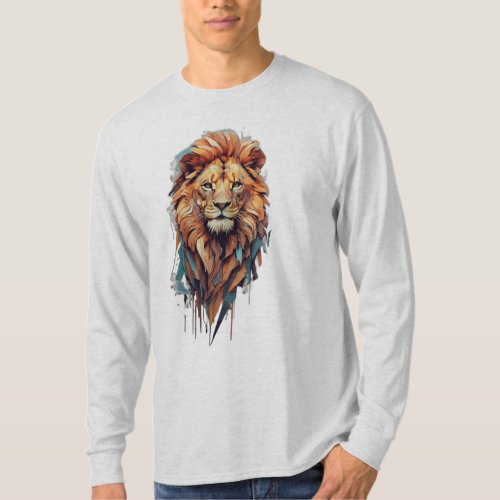 Avant_Garde Lion Geometric Glitch T_Shirt T_Shirt